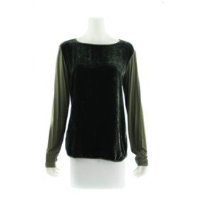 LES COPAINS Olive Green Longsleeve Top Size 42 IT